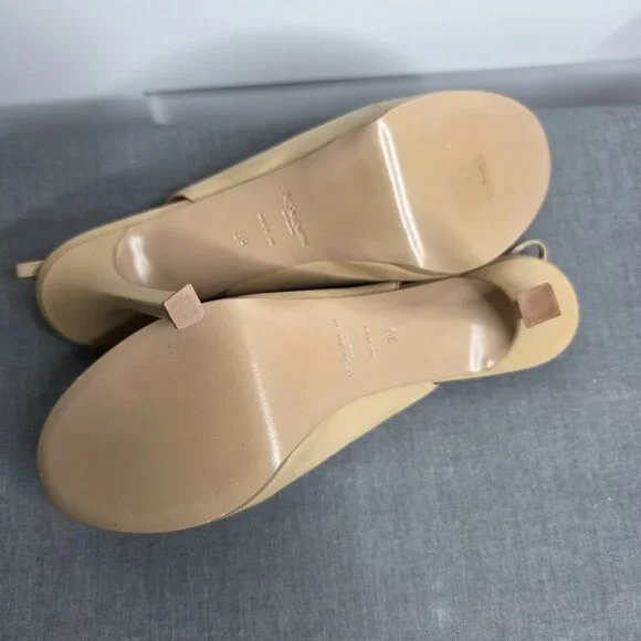 YSL Yves Saint Laurent Beige Leather Tribtoo 80 Slingback Heels EU 39 with COA